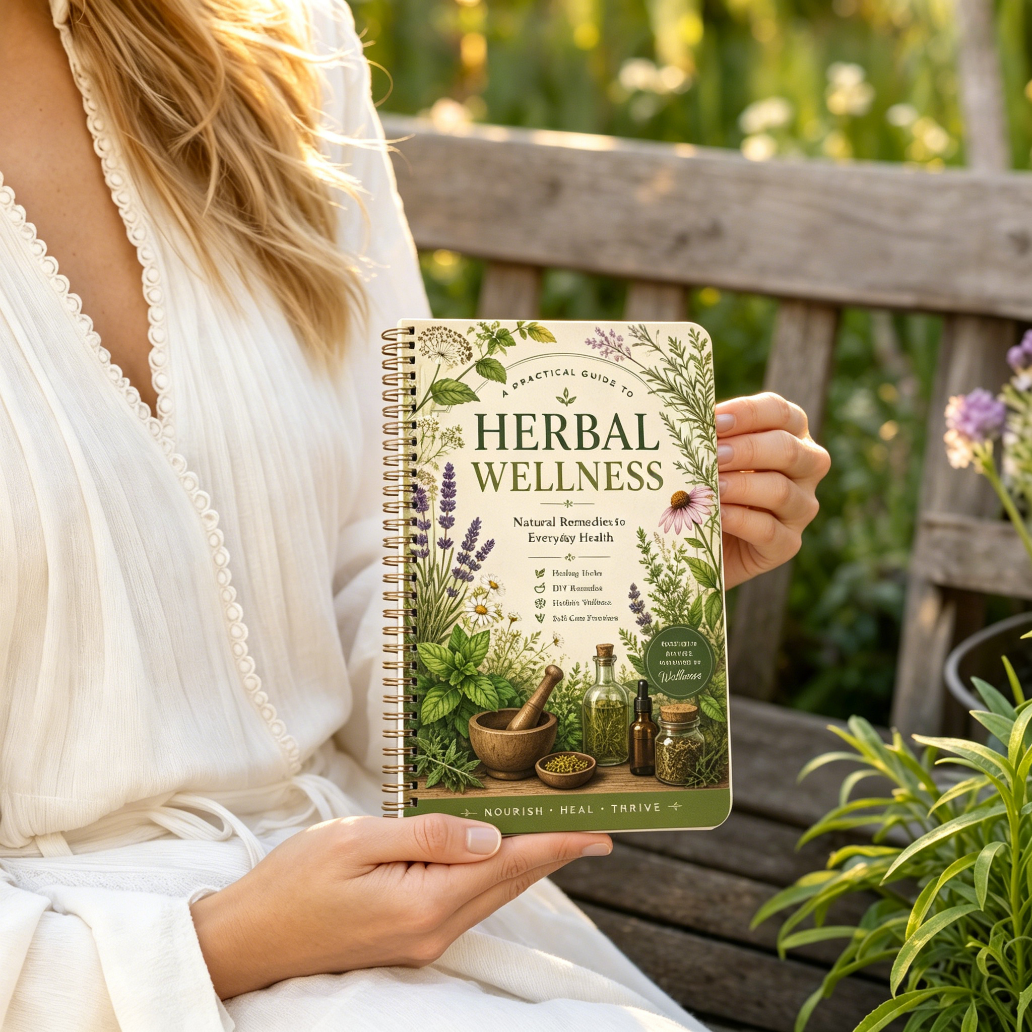 Natural Herbal Wellness - Herbal Remedies Journal A5 Spiral Notebook